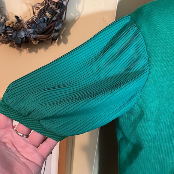ADRIANNA PAPELL Size XL Pin-Tuck Poof Sleeve Pullover Sweater Kelly Green$89 NEW - Picture 8 of 14